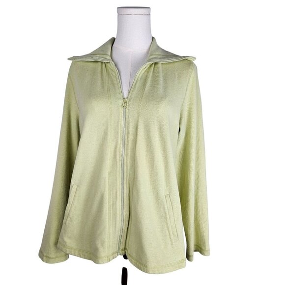 Eileen Fisher Petite Large PL Light Green Organic Cotton Full Zip Jacket - Picture 1 of 9